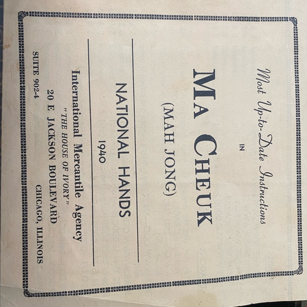 1940 Mah Jong set.  Complete set, one owner.  Extra tiles, all ivory